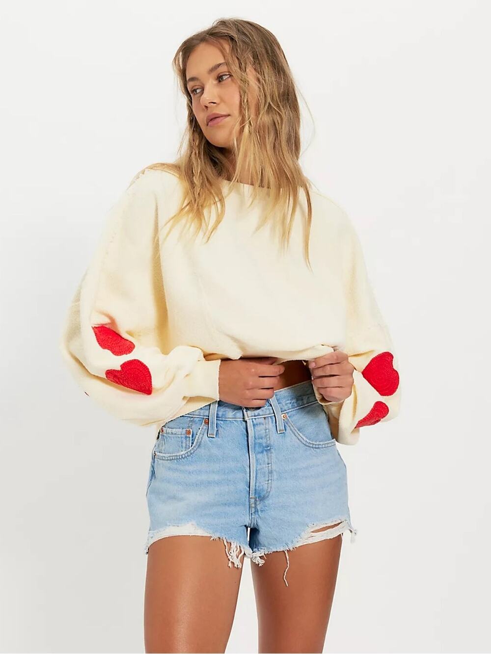 Tricia Fix Crochet Heart Crew Neck Sweater